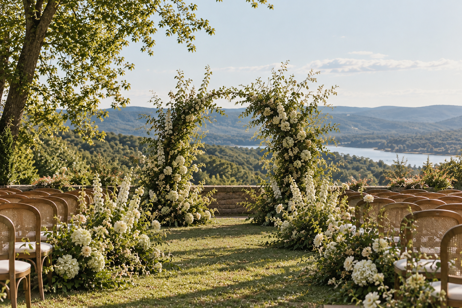A candlelit wedding reception table in the Hudson Valley, styled by Fleur & Finch